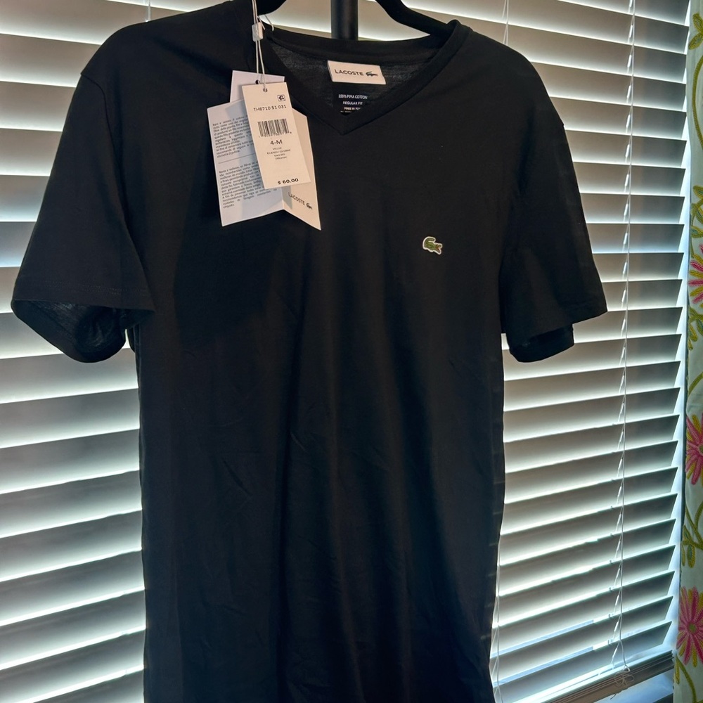 Lacoste NWT Men's Black V-Neck T-Shirt